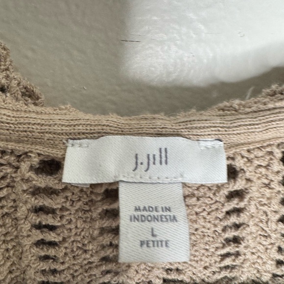 J. Jill womens L chucky knit hooded one button neutral cardigan whimsical fairy - Picture 5 of 6